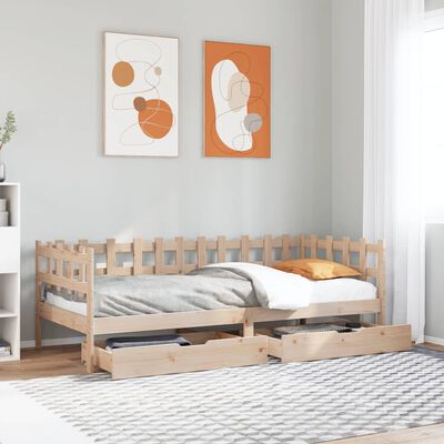 vidaXL Sofá cama con cajones madera maciza de pino 80x200 cm