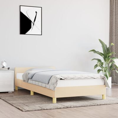 vidaXL Estructura de cama con cabecero sin colchón tela crema 90x200cm