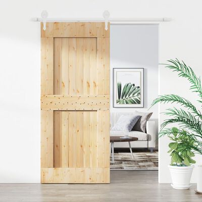 vidaXL Puerta corredera con herrajes madera maciza de pino 90x210 cm