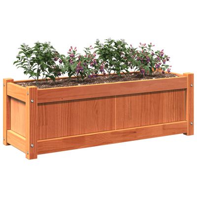 vidaXL Jardinera exterior madera maciza pino marrón cera 90x31x31 cm