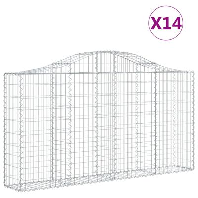 vidaXL Cestas gaviones 14 uds forma de arco hierro 200x30x100/120 cm