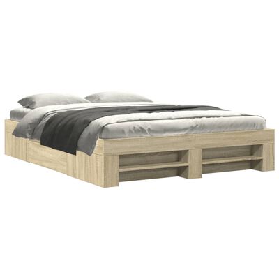 vidaXL Estructura de cama sin colchón madera roble Sonoma 150x200 cm