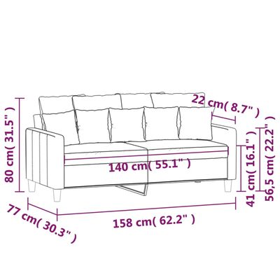 vidaXL Sofá de 2 plazas terciopelo marrón 140 cm