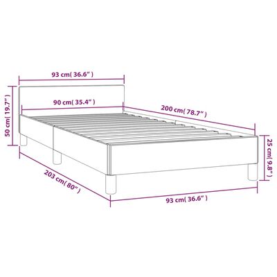 vidaXL Estructura de cama con cabecero sin colchón tela crema 90x200cm