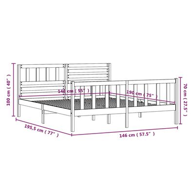 vidaXL Estructura de cama de madera maciza blanca 140x190 cm