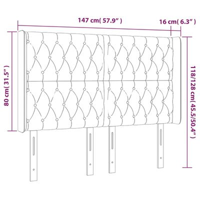 vidaXL Cabecero con LED de tela negro 147x16x118/128 cm