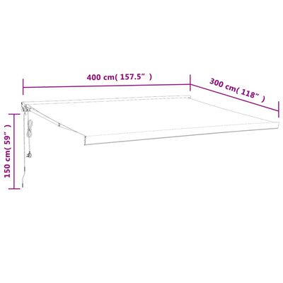 vidaXL Toldo retráctil aluminio y tela amarillo y blanco 4x3 m