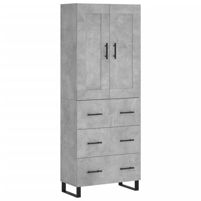 vidaXL Aparador alto madera contrachapada gris hormigón 69,5x34x180 cm