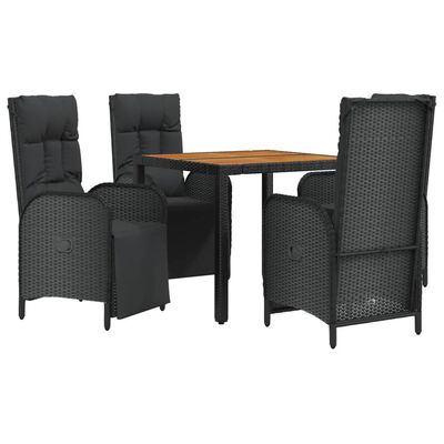 vidaXL Set de muebles jardín 5 pzas con cojines ratán sintético negro