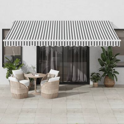 vidaXL Toldo retráctil manual con LED antracita y blanco 450x300 cm