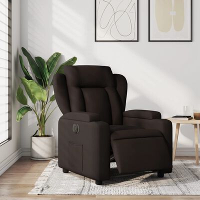 vidaXL Sillón reclinable eléctrico tela marrón oscuro