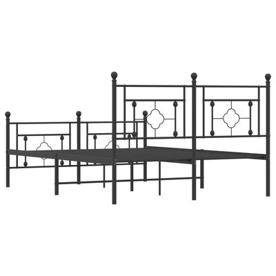 vidaXL Estructura cama sin colchón con estribo metal negro 135x190 cm