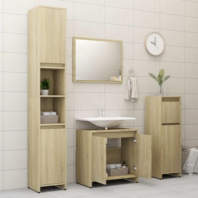 vidaXL Juego de muebles de baño 4 pzas madera ingeniería roble Sonoma