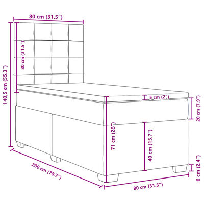 vidaXL Cama box spring con colchón terciopelo rosa 80x200 cm