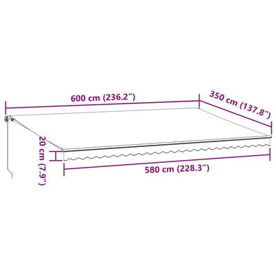 vidaXL Toldo retráctil manual burdeos 600x350 cm