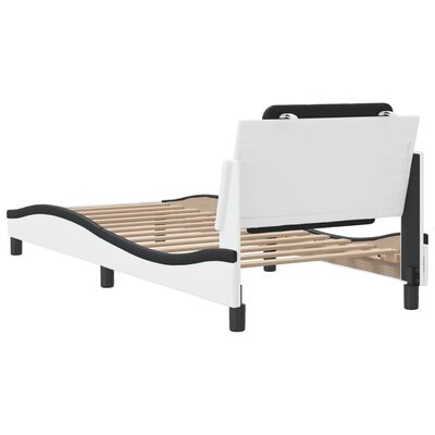 vidaXL Cama con cabecero cuero sintético blanco y negro 80x200 cm