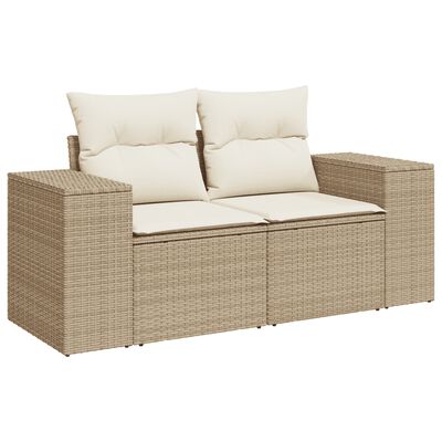 vidaXL Set de sofás de jardín 9 pzas con cojines ratán sintético beige