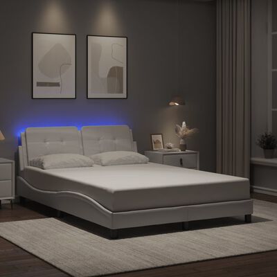 vidaXL Estructura de cama con LED sin colchón blanco 120x200 cm