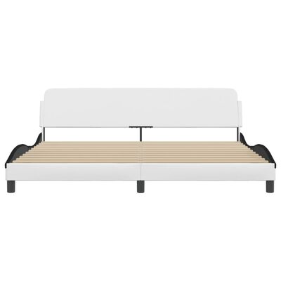 vidaXL Estructura de cama con cabecero cuero sintético blanco y negro