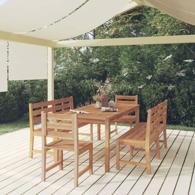 vidaXL Juego de comedor para jardín 5 piezas madera maciza de teca