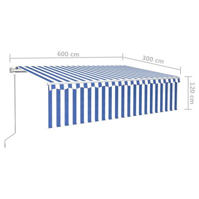 vidaXL Toldo automático retráctil con persiana 6x3 m azul y blanco