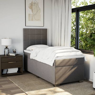 vidaXL Cama box spring con colchón tela gris taupe 80x200 cm