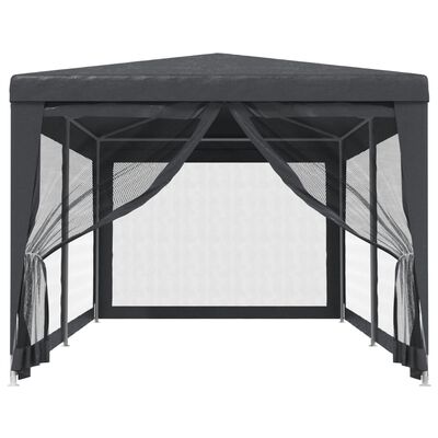 vidaXL Carpa para fiestas 6 paredes de malla HDPE gris antracita 3x6 m