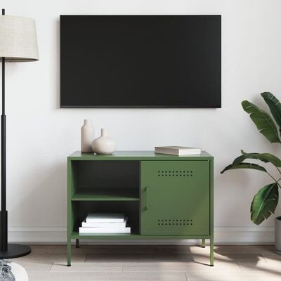 vidaXL Mueble de TV de acero verde oliva 68x39x50,5 cm