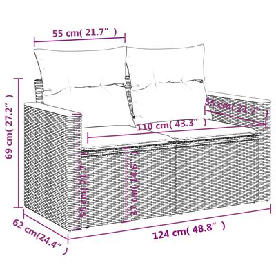 vidaXL Set sofás de jardín 7 piezas y cojines ratán sintético beige