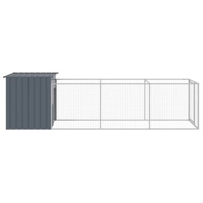 vidaXL Caseta perros con corral acero galvanizado gris 110x405x110 cm