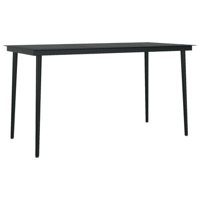 vidaXL Juego de comedor de jardín 7 piezas con cojines negro