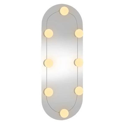 vidaXL Espejo de pared ovalado con luces LED vidrio 20x50 cm