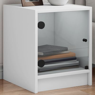 vidaXL Mesitas de noche con puertas de vidrio 2 uds blanco 35x37x42 cm