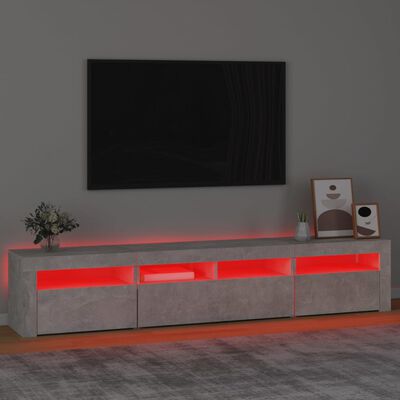 vidaXL Mueble de TV con luces LED gris hormigón 210x35x40 cm