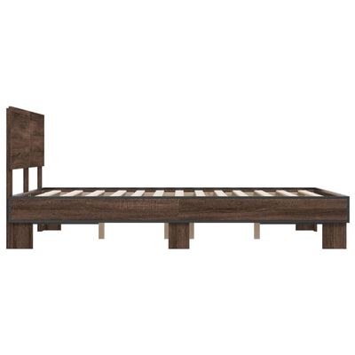 vidaXL Estructura cama madera ingeniería metal marrón roble 120x200 cm