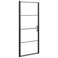 vidaXL Puerta de ducha vidrio semiesmerilado negro 81x195 cm