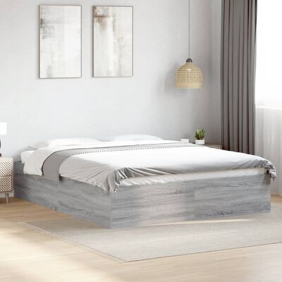 vidaXL Estructura de cama madera de ingeniería gris Sonoma 160x200 cm