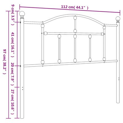 vidaXL Cabecero de metal blanco 107 cm