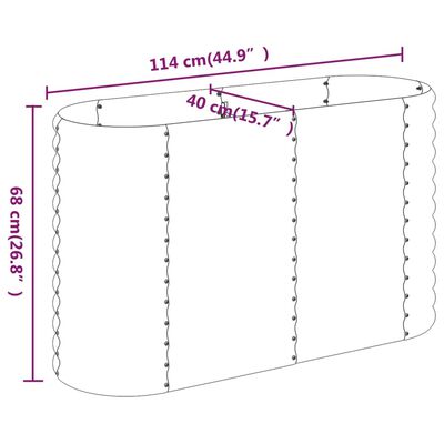 vidaXL Jardinera arriate acero recubrimiento polvo marrón 114x40x68 cm