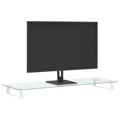 vidaXL Soporte de monitor vidrio templado y metal blanco 100x35x8 cm