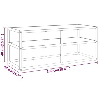 vidaXL Mueble para TV negro con vidrio de mármol blanco 100x40x40 cm