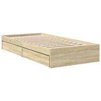 vidaXL Cama con cajones madera ingeniería roble Sonoma 75x190 cm