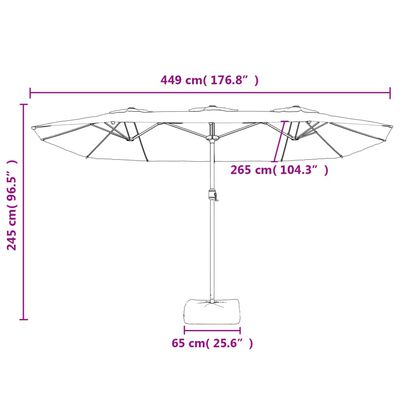 vidaXL Sombrilla doble de jardín con luces LED terracota 449x245 cm