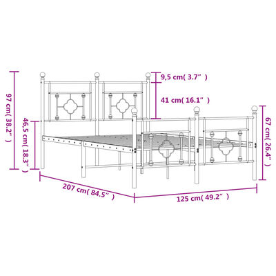 vidaXL Estructura cama sin colchón con estribo metal blanco 120x200 cm