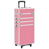 vidaXL Maletín trolley de maquillaje de aluminio rosa