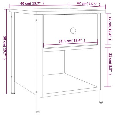 vidaXL Mesita de noche madera de ingeniería marrón roble 40x42x50 cm