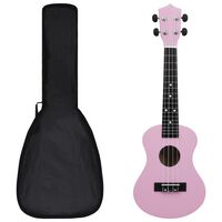 vidaXL Set de ukelele soprano con funda para niños rosa 23"