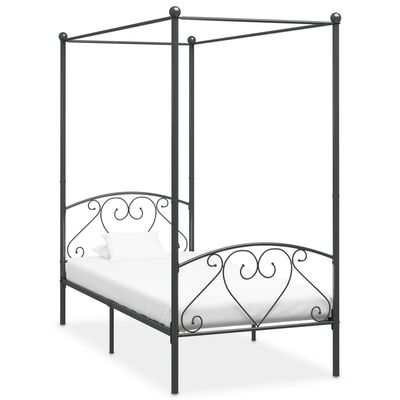 vidaXL Estructura cama con dosel sin colchón metal gris 100x200 cm