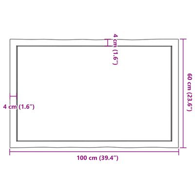 vidaXL Tablero de mesa madera maciza borde natural 100x60x(2-4) cm