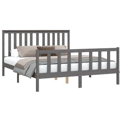 vidaXL Estructura de cama con cabecero madera de pino gris 150x200cm